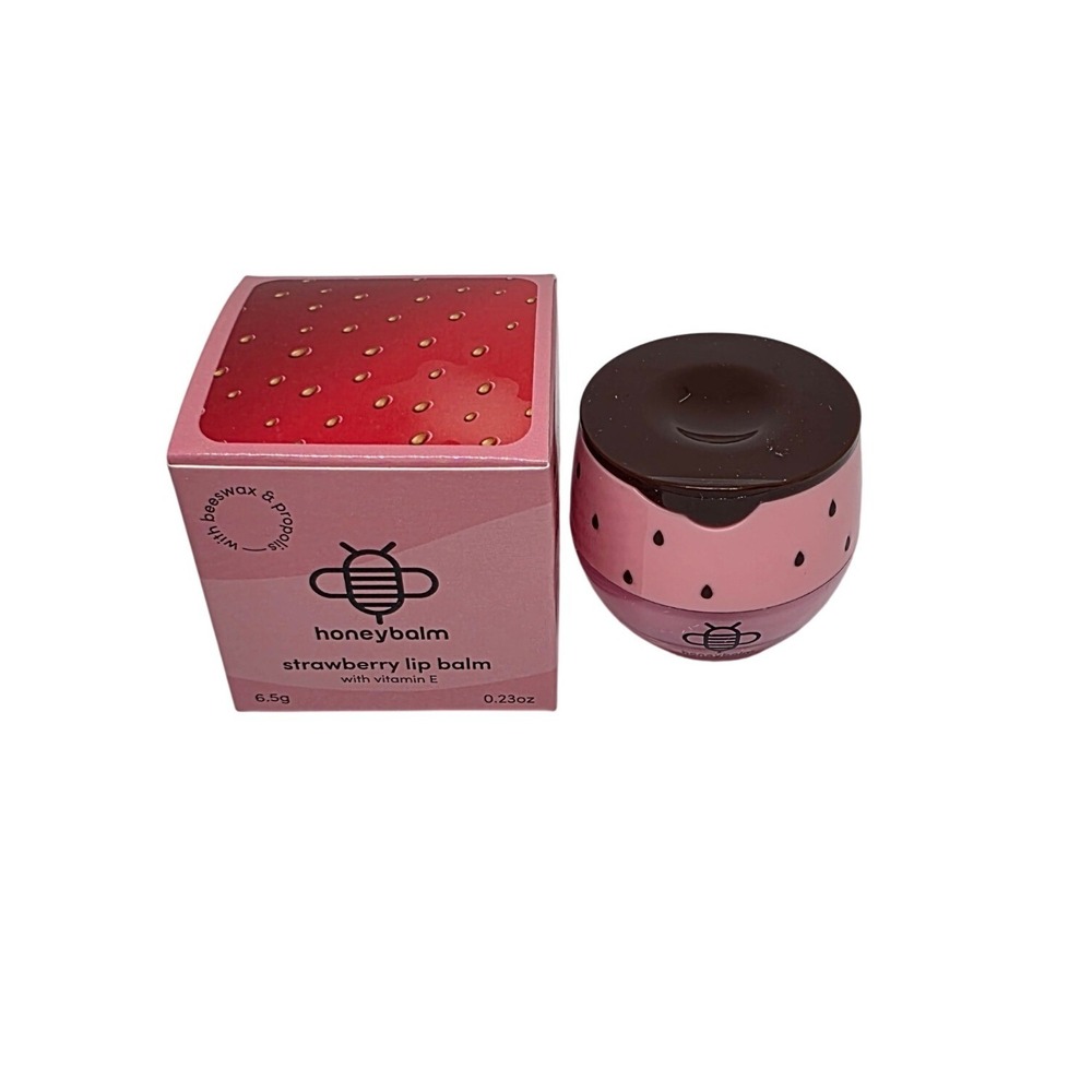 Honeybalm Strawberry Lip Balm 0.23 oz Vitamin E Beeswax New